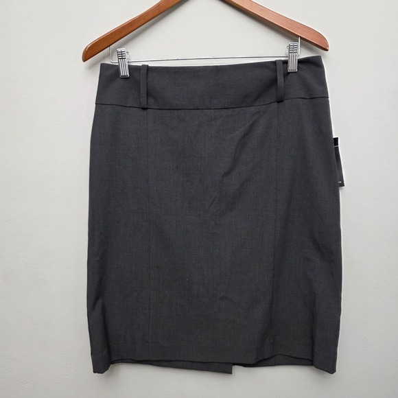 Larry Levine Stretch Skirt Size 10 Button Back‎ Professional Pencil Grey - Picture 1 of 8